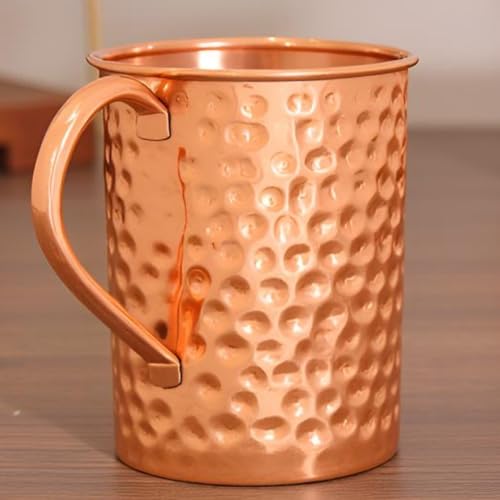 NZM Moscow Mule Mug (16 Oz), Hand Hammered Finish Copper Mug | Solid Copper Mugs for Moscow Mule, Iced Coffee, Cocktails, Chilled Drinks with Ayurvedic Health Benefits.