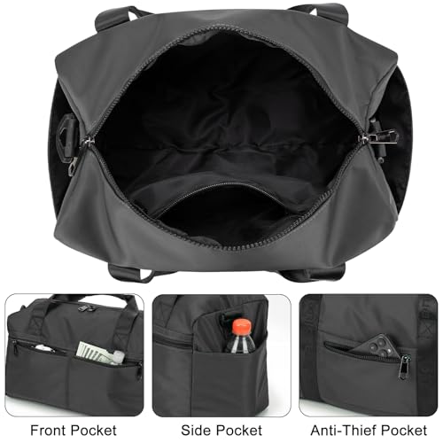 For United Airline 17x10x9 Inches Personal Item Underseat Travel duffle bag, ports Tote Gym Bag,Shoulder Weekender Overnight Bag (Black)4