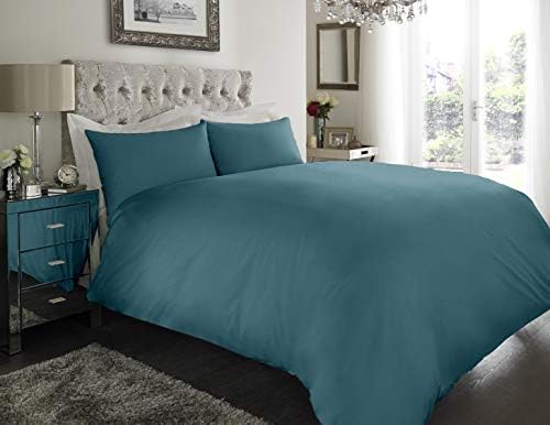 Crescent Collection Plain Duvet Cover With Pillowcase Percale Quilt Cover Bedding Set (Burgundy, Single)