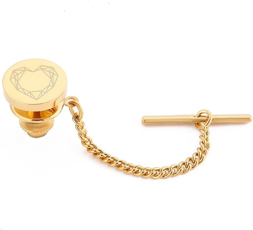 TINGKU Personalized Tie Pin with Chain for Men Shirt Custom Name and Date Tie Tack Jewelry Groom Father Wedding Gifts Tie Buckle Pins