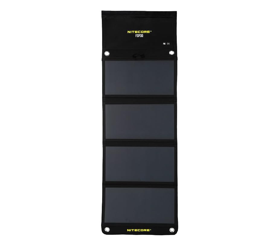 Image of NITECORE FSP30 30W Portable Solar Charger, USB-A & USB 3 Output Ports, High Efficent 4 Foldable Panels for Camping Hiking Van RV Trip Compatible with Phones and Tablets with Nitecore Sticker