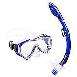 Kids Seaview Snorkel Set - UPhitnis Dry Top Snorkel Mask with Big Eyes for Kids, Childs, Boys, Girls - Easybreath Snorkeling Mask for Snorkeling, Diving