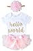 Newborn Baby Girl Coming Home Outfit Hello World Bodysuits 3pcs (Newborn) Pink