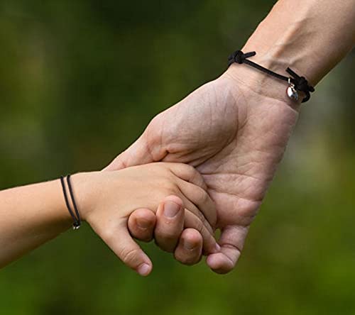 Magnetic Back To School Bracelet, First Day Of School Gifts Father Mother Daughter Son Friendship Matching Bracelets, Heart Magnetic Bracelet Infinity Charm Adjustable String Wish Bracelets For Women Girls Teacher (Black & Black) #TOP2