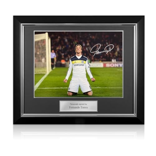 Exclusive Memorabilia Fernando Torres Signed Chelsea Football Photo: 2012 Semi-Final. Deluxe Frame