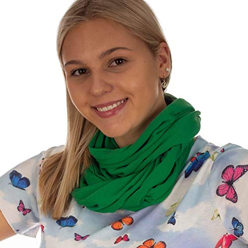 DOLCE ABBRACCIO by RiemTEX Loop Schal Damen Schlauchschal mit Geheimfach Kuscheliger Loopschal aus Jersey Halstuch in Uni Farben (Grün) Cover