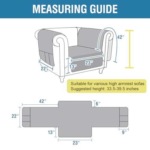 HVERSAILTEX-100-Waterproof-Chair-Covers-for-Living-Room-Armchair-Modern-Couch-Cover-with-Extra-Long-Armrest-Cover-Furniture-Protector-Cover-for-Pets-Kids-Children-Dog-CatChair-GreyBeige HVERSAILTEX 100 Waterproof Chair Covers for Living Room Armchair Modern Couch Cover with Extra Long Armrest Cover Furniture Protector Cover for Pets Kids Children Dog CatChair GreyBeige