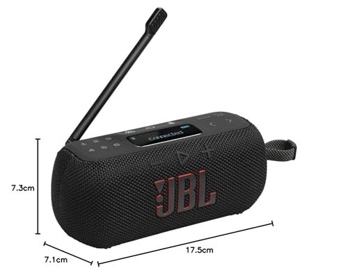 Image of JBL Tuner 3 Portable DAB /DAB+ /FM Bluetooth Radio with 6 Stations, Up to 15 Hours Playback, IP68 Waterproof and Dustproof, Auracast Multi-Cast Connection, Compatible with JBL Portable App, Black