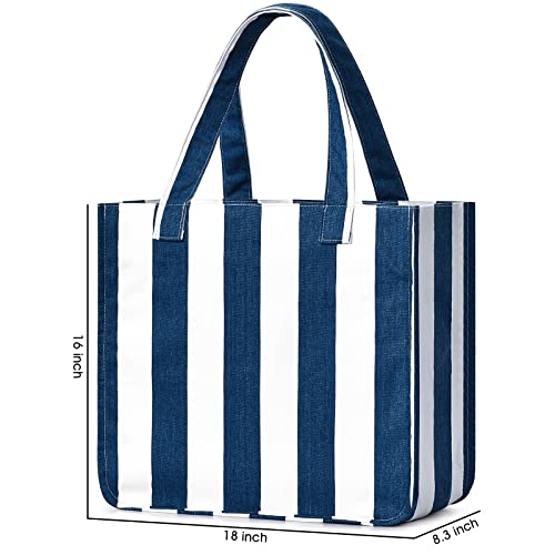 Calenic Beach Bag Waterproof Sandproof, Swim Pool Beach Tote Bags For Women Large Beach Bags Striped Tote Bag Travel Handbag #TOP3