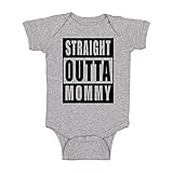 Straight Outta Mommy - Funny Cute Joke Novelty Gift Infant Creeper, One-Piece Baby Bodysuit (Newborn, Light Grey)