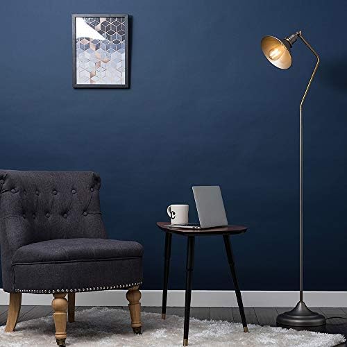 MiniSun Retro Style Aged Nickel & Gold Metal Adjustable Reading/Craft Floor Lamp