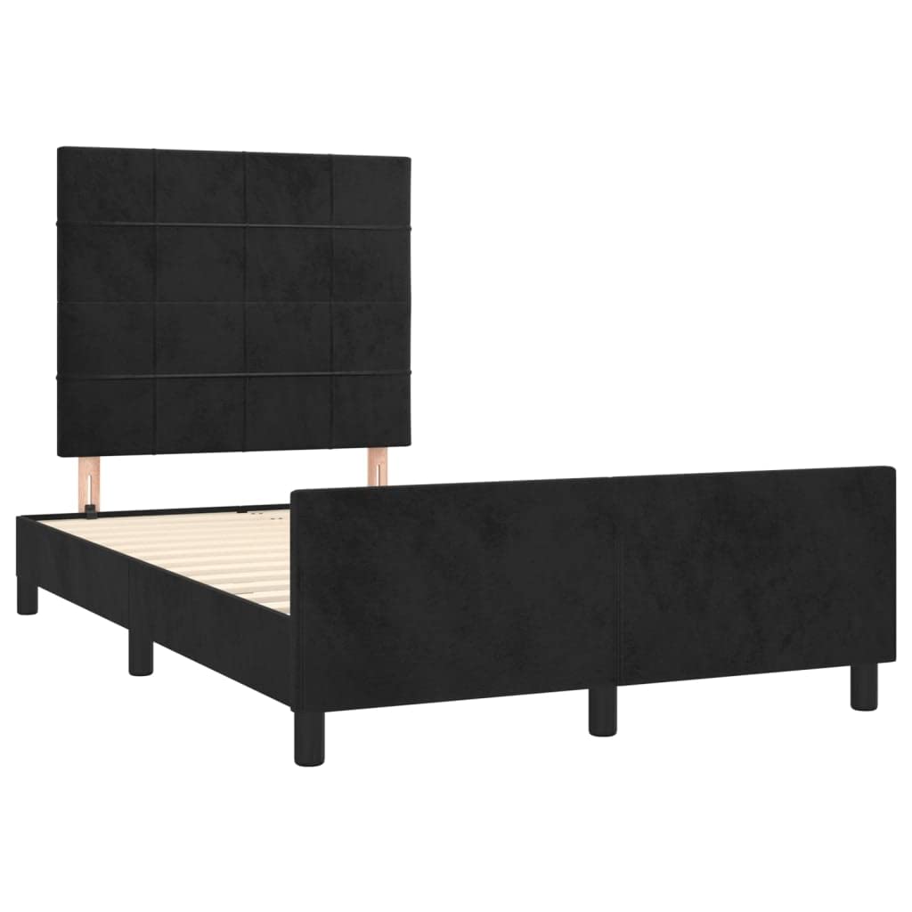 Aksamitna zagłówek regulowany łóżko 120x200 Czarny