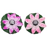 Cabilock 2 Stücke LED Solarleuchten Lotus Solarlampe Künstliche Seerosen Lilien Solar Gartenleuchten Teichlicht Schwimmende Lotusblüten für Gartendeko Teich Aquarium Deko Gartenteich Dekoration