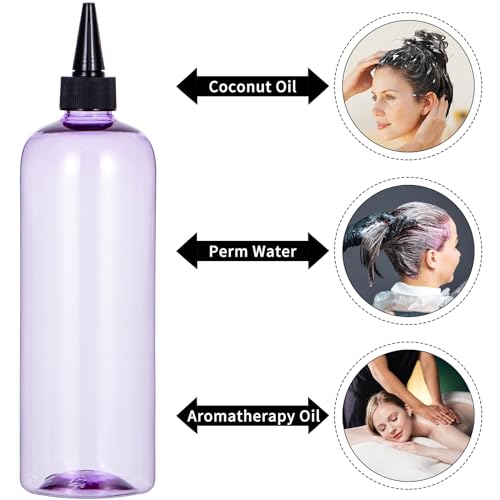 driew Frascos aplicadores para cabelo, frasco de apertar de cabelo roxo transparente de 500 ml para