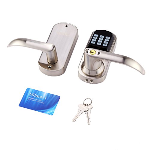 Digital Door Lock, Unlock with M1 Card, Code and Key, Security High-sensitivity High-Recognition Rate Electronic Keypad Door Lock