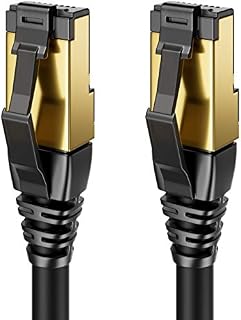 deleyCON 1m (3.28 ft.) CAT8.1 Patch Cable Network Cable RJ45 LAN DSL Cable S/FTP Shielding 2000MHz 40Gbit CAT.8.1 Ethernet Cable RJ45 Plug Gold Plated - White