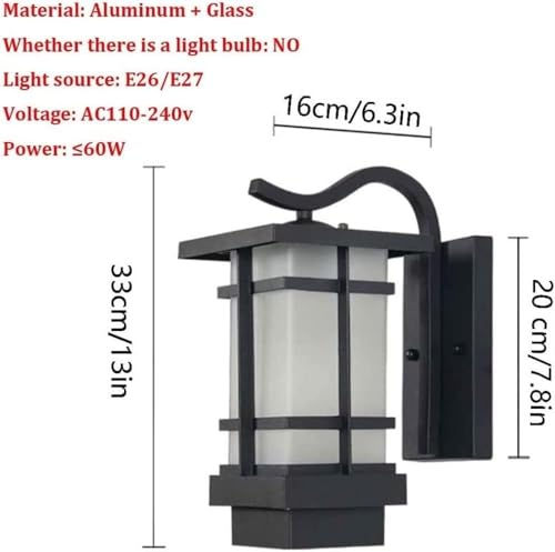 Lanterne murale d'extérieur noire mate au style japonais épuré avec support robuste - 6