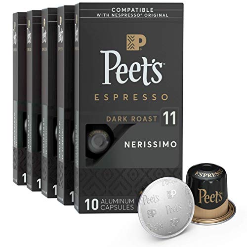 Peet's Coffee, Dark Roast Espresso Pods Compatible with Nespresso Original Machine, Nerissimo Intensity 11, 50 Count (5 Boxes of 10 Espresso Capsules)