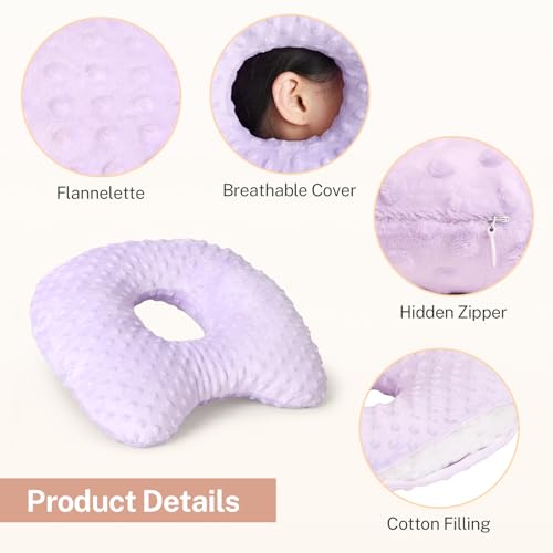 KUAZIDAR Ear Piercing Pillow for Side Sleepers with an Ear Hole - CNH and Ear Pain Ear Inflammation Pressure Sores, Washable and Adjustable Ear Guard Pillow with Cotton Polyester (Purple) by KUAZIDAR - Used condition - Image 9
