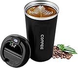 Reisekaffeebecher,17 oz Edelstahl Thermosbecher,intelligenter Kaffeebecher,tragbarer Thermosbecher mit intelligenter Temperaturanzeige,hält heiß oder kalt,für Kaffee,Tee und Eisgetränke