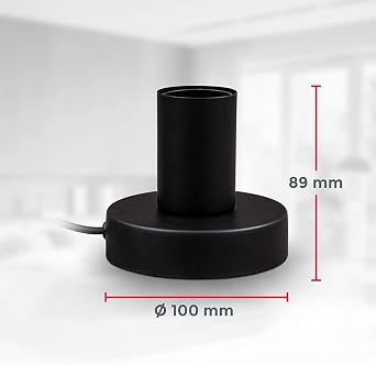 Retro Table Lamp Small Metal Vintage Table Lamp Bedside Lamp 1x E27 Max. 40 Watt Includes Cable Switch 100 x 90 mm (DxH) Bulb Not Included (Black) [Energy Class D]