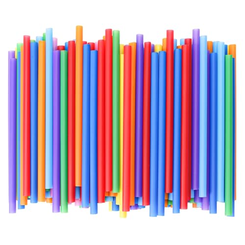 Image of Tomnk 140 Pack Smoothie Straws, 8.25 Inches Straws Disposable, Milkshake Plastic Straws in Assorted Bright Colors