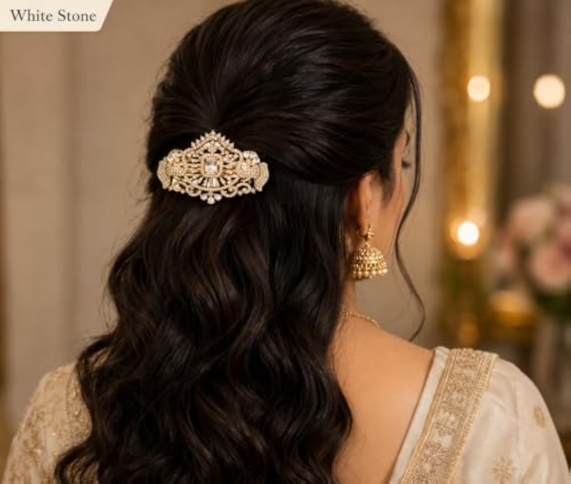 American Diamond Elephant Design Hair Clip