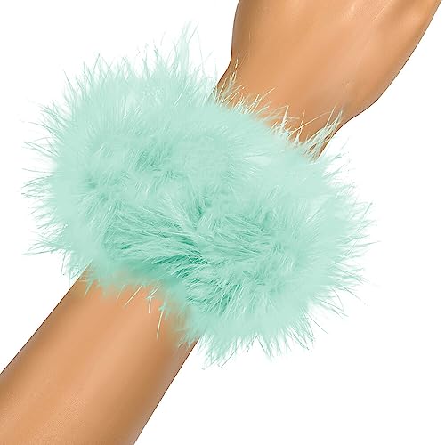 LICHENGTAI Natural Feather Cuff Slap Bracelet Elegant Ostrich Feather Bracelet for Women Costume Feather Snap Wrist Cuff Halloween Christmas Party Hair Accessories