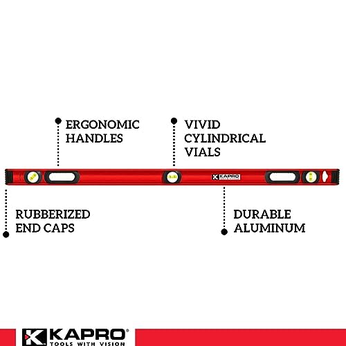 Kapro - 175 Maxpro Heavy Duty I-Beam Level - Features Horizontal, Vertical, + 45° Vials, Dual-View Plumb Site, And V-Groove Base - Aluminum - 48 Inch #TOP2