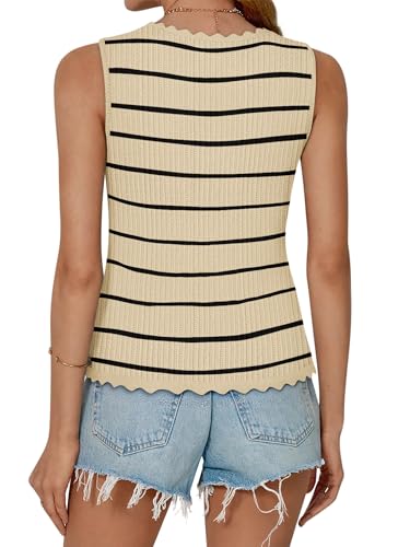 Image of COCCKO Womens Summer Tops Vacation Beach Outfits Cute Tie Front Crochet Vest Knit Sleeveless Sweaters