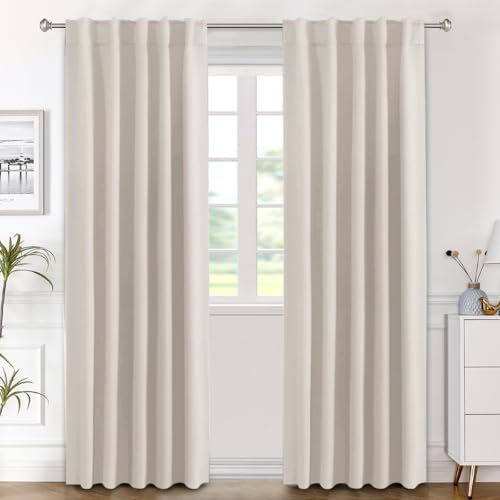 Image of H.VERSAILTEX Blackout Curtains Thermal Insulated Window Treatment Panels Room Darkening Blackout Drapes for Living Room Back Tab /Rod Pocket Bedroom Draperies (2 Panels, Natural, 42 x 84 Inch)