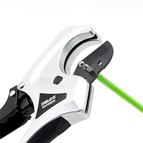 Delixi Pvc Pipe Cutter 42Mm With Extra Blade,1-5/8", Pvc Cutter Ratchet-Type Pipe Cutter,Plastic Pipe Cutter, Pex Ppr,Hoses And Plumbing Pipes With Hex Hole #TOP6