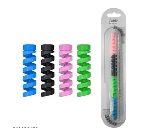 Image of 3 Pack Spiral Cable Protectors & Wire Protectors Spring Wire for All Wired Accessories for USB Charger, Data Cable, Headphones, MacBook, Laptop, Elastic Cord Saver (Multi-Color)