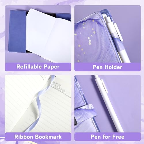 Image of Diary with Lock for Girls, A5 Password Refillable Lined Journal Kit Locked Diary, Cute Stuff Christmas Birthday Gifts for Girls 6 7 8 9 10 11 12 13 14 Year Old Girl Toys, Teen Girl Gifts, Purple