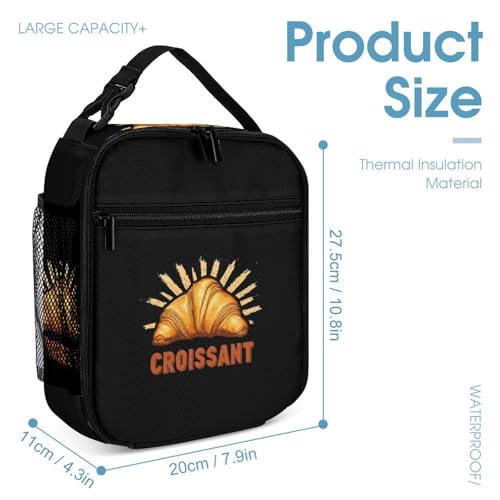 Croissants Cute Backpacks Set Lightweight Lunch Bag Aesthetic Pencil Cases for Travel Work4