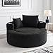 55.5" Boneless Chaise Lounge Chair, Cloud Sofa Bed with Cup Holders, Corduroy Upholstered Chaise Chair with 16.9" Seat High, Lazy Sofa Bed for Living Room Apart, Fully Assembled - Black