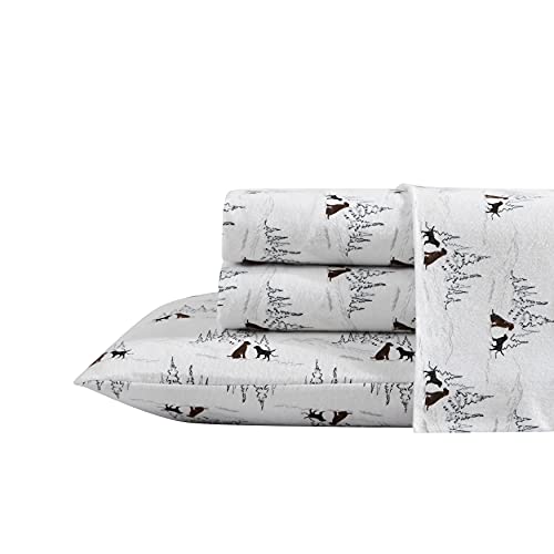Image of Eddie Bauer - Flannel Sheets Full Size, Anti-Pilling & Wrinkle Resistant Cotton, Touchably Soft for All-Season Comfort - Bed Sheets with Matching Pillowcases & Fitted Sheet (Dog Friends White)