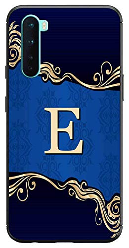 Image of Amazon Brand - Solimo Designer Blue Pattern Alphabet-E Printed Soft & Flexible Hybrid Back Case Mobile Cover for OnePlus Nord