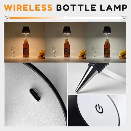 Yinhamnl 01 Cute Led Wine Bottle Lamp,3 Color Wireless Bottle Table Lamp thumb #2