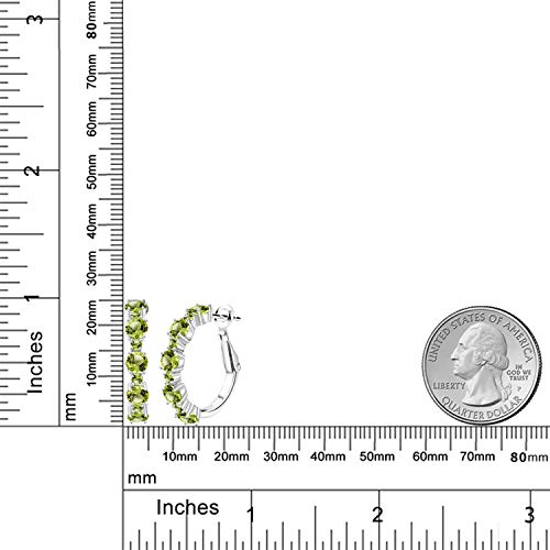 Gem Stone King 925 Sterling Silver Green Peridot Hoop Earrings For Women (3.40 Cttw, Round 4Mm And 1.9Mm, Gemstone Birthstone 1 Inch Diameter) #TOP29