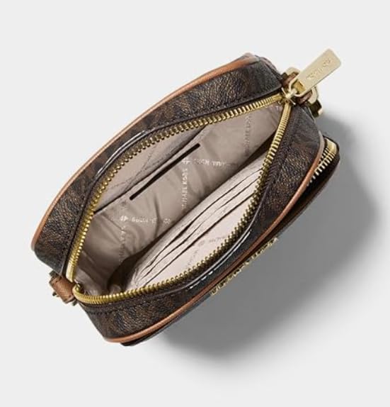 Michael Michael Kors Jet Set Travel Medium Logo Chain Crossbody Flight Bag (Brown PVC) - Image 4