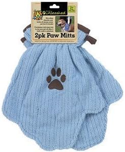 Dogs Unleashed Ritz 2-Pack Microfiber Paw Mitts, Light Blue/Brown