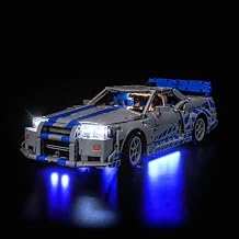 BrickBling Light Kit Compatible with Lego Technic 2 Fast 2 Furious Nissan Skyline GT-R R34 Car, Blue Underglow Lights Compatible with Lego 42210 - Not Come with Car RC Version