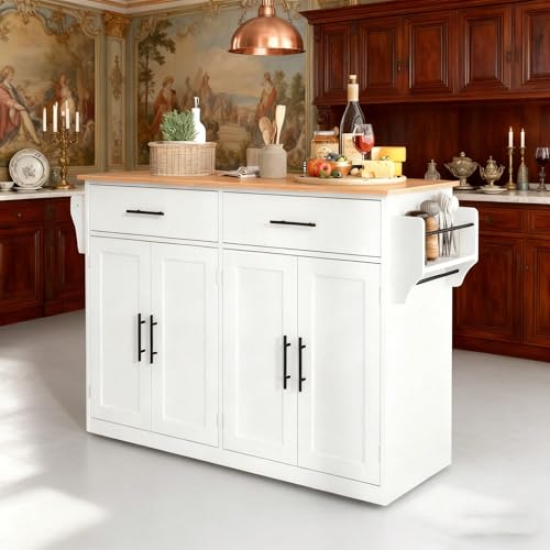 Carro para servir con mesa plegable, 120 x 46 (70) x 91 cm, color blanco, con ruedas y patas de madera intercambiables, ideal para cocina y comedor