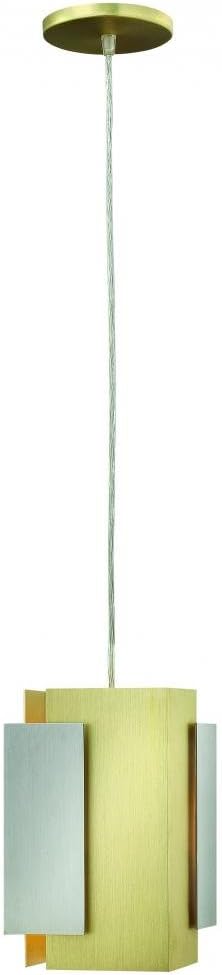 Fredrick Ramond FR30407BBA One Light Down Mini Pendant, Brushed Aluminum/Brushed Bronze