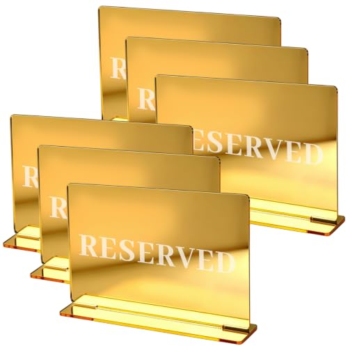 LLMSIX 6pcs Gold Reserved Table Signs for Wedding Restaurant(3.94"x 5.91")