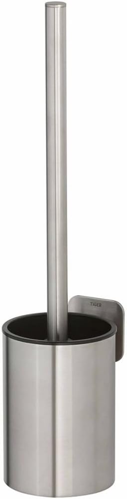 Tiger Colar Toilet Brush Set for Sticking, Brushed Stainless Steel, Stainless Steel, 38.1 x 8.8 x 10.8 cm