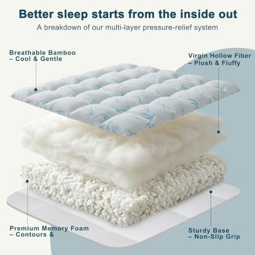 4 Inch Mattress Topper Memory Foam Cooling Bamboo Queen Size - image 4