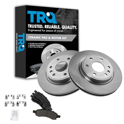 TRQ Front Brake Pad & Rotor Kit Brake Pads Brake Rotor Ceramic Compatible with 2008-2017 Buick Enclave 2009-2017 Chevrolet Traverse 2007-2016 GMC Acadia 2007-2010 Saturn Outlook