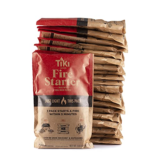 TIKI Fire Starter 20-Pack – Easy-to-Use Wood Pellet Fire Starters for Smokeless Outdoor Fire Pits & Indoor Fireplaces, Quick Lighting for Smokeless Fires, Ideal for Camping, Backyard, and Fireplaces by TIKI - Used condition - US$28.19